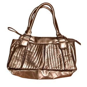 Metallic silver gunmetal shoulder bag
